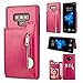 Produktbild Reißverschluss Brieftasche Handyhülle für Samsung Galaxy Note 9,Shinyzone Samsung Galaxy Note 9 Hülle mit Kartenfächer [Magnetische Schnalle] Retro Premium PU Ledertasche Flip Ständer Zurück Schutzhülle-Rose Rot