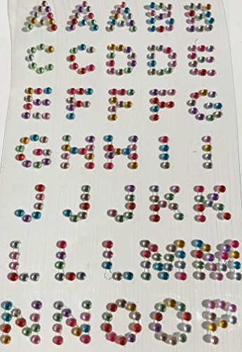 180 Stück Buchstaben aus verschiedene glitzernde Strasssteine selbstklebend ABC Alphabet Buchstaben basteln Sticker Gltzersteine Schmucksteine Strass Steine Mischung Herz Rund Quadratisch Tropfen zum Verzieren von CRYSTAL KING (Bunt) - 2