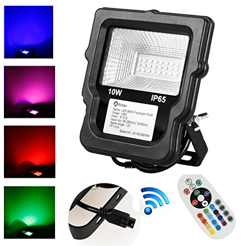 Anten® LED RGB Fluter 10W Außenstrahler Flutlicht Scheinwerfer Baustrahler + Fernbedienung IP65
