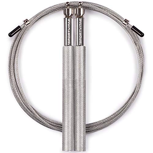 Sportvitae Comba ALUPRO de Alta Velocidad | Speed Jump Rope |Empuñaduras de Aluminio Muy Ligeras y Cómodas | Cable de Acero 2,5 mm | Cuerda Ideal para Crossfit, Boxeo, MMA, Fitness | Hombre y Mujer...
