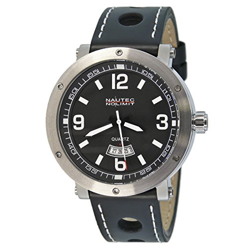 Nautec No Limit Herren-Armbanduhr XL Shamal Analog Quarz Leder SM QZ3/LTSTBK-WH Nautec No Limit Herren-Armbanduhr XL Shamal Analog Quarz Leder SM QZ3/LTSTBK-WH