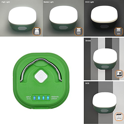 LED Campinglampe Zeltlampe Arbeitsleuchte Dimmbar USB Aufladbar Tragbar mit 2.5W LED, 1900mAh Lithium ionen Akku und Starke Magneten von Enuotek - 2