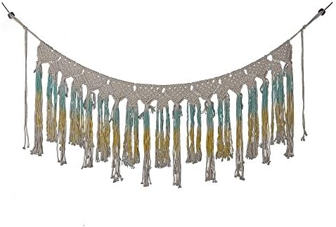 OMAS Macrame Wall Hanging Fringe Garland Banner - BOHO Shabby Chic Bohemian Wall Decor - Apartment Dorm Living Room Bedroom Baby Nursery Art - Wedding Party Backdrop Decoration,Total 43.31"W x15.75"L