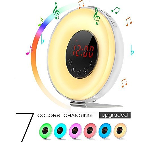 Preisvergleich Produktbild Wake Up Licht, VPRAWLS Lichtwecker Wecker Sonnenaufgang Simulation Dämmerung Fading Nachtlicht mit Natur Sounds, FM Radio, Touch Control und USB Ladegerät