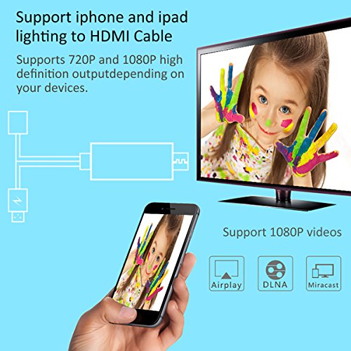 HDMI Adapterkabel, HOUSON AV HDMI TV HDTV Kabel Adapter HD Mirroring Kabel USB Ladekabel Anschluss HDMI Streaming Dongle Audio Video Converter High Definition 1080p Plug & Play kompatibel NUR mit iPhone 5s,SE 5 5c, 6 6 Plus,6s 6s Plus,7 7 Plus; iPad,iPad mini,mini 2,mini 3,mini 4,Air,Air 2,iPad Pro;iPod Touch 5th 6th Generation - 6