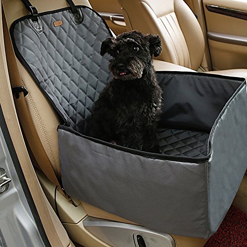 2 in 1 Pet dog thick waterproof car single front pet seat cover (Grey)