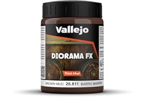 Vallejo Diorama FX Peinture Acrylique Barro Marron Réaliste 200ml pour Simuler Textures de Terrain, Terre, Neige, Eau et Boue pour Maquettes et Modélisme.