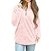 Produktbild Damen Pullover Lang,Felicove Lässig Langarmshirts Mode Blusen Tops Kapuzenpullover Winter Warm Zipper Pocket Bluse Shirts Basic Outerwear Herbst Shirt Kleidung Baumwolle Pullover for Damen (S, Rosa)