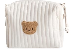 SONARIN Leggero Borsa Organizer per Passeggino,Multifunzionale Elegante Ricamo Borsa Passeggino Universale Organizzatore per Passeggino Borsa per Carrozzina Borsa Cambio(Orso, 2 Cinghie)