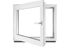GENERIC Fenêtre en PVC blanc double vitrage 4/24/4 LxH 50 x 40 cm d'ouverture Gauche Toutes les tailles 500 x 400 mm Oscillo-battant 1 vantail - BauPlaza