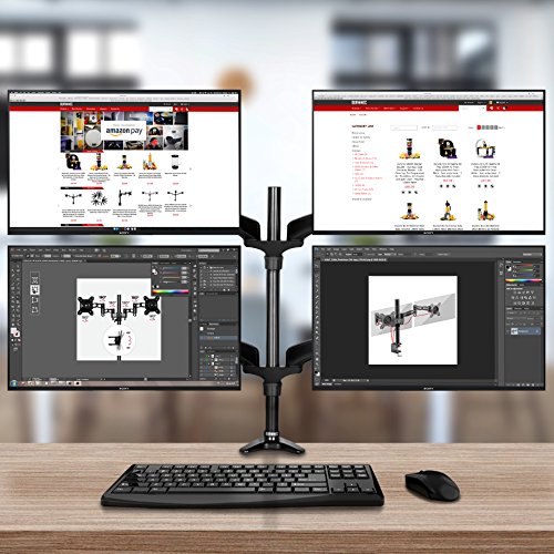 Duronic DM454 Monitor-Tischhalterung für vier LCD/LED Computer Bildschirme / Fernsehgeräte mit Neig, Schwenk und Rotierfunktion - 2