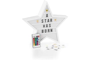 EASYmaxx LED-Leuchtkasten Light Box - Für individuelle Textbotschaften | Mega-Set mit 150 bunten Emojis und 173 austauschbaren Buchstaben, Zahlen und Symbolen [Stern]