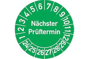 ROSENBAUM OFFSETDRUCK Nächster Prüftermin Prüfplakette, 100 Stück, in verschiedenen Farben und Größen, Prüfetikett Prüfsiegel Plakette (20 mm Ø, Grün)