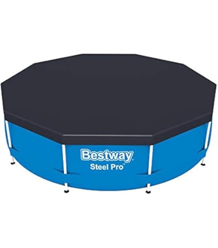 Sekey Zwembadafdekking, rond, 366 cm, voor zwembaden met metalen frame, 420D scheurvast, Oxford zwembadzeil, zomer en winter, afdekzeil, wind- en stofwerend, eenvoudige installatie, blauw