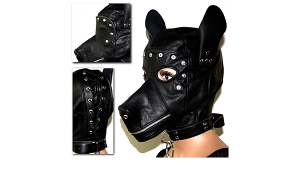 Masque de bondage en cuir en cuir véritable # 6003 EL u2013 BDSM Cuir 
