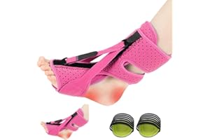 IKIJM Férula Nocturna para Fascitis Plantar: Ajustable Soporte Transpirable Fascitis Plantar Férula Para Aliviar Tendinitis de Aquiles Pies Caídos Arcos Planos (Negro) (Rosa)
