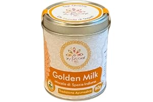 Golden Milk - Latte d'Oro - Miscela di Spezie Indiane | Tradizione Ayurvedica | Golden Milk in polvere da Preparare Caldo o Freddo | 80g – Prodotto Artigianale In-Fusione