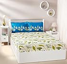 Amazon Brand - Solimo Lily Bloom 144 TC 100% Cotton Double Bedsheet with 2 Pillow Covers, Green