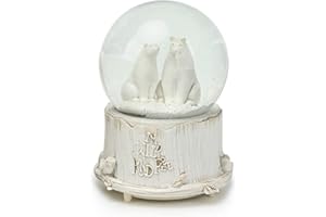 SURPRIZON Polar Bear Family Musical Snow Globe with Colorful Changing LED Lights Automatic Snowflake Play Tune Wonderful World