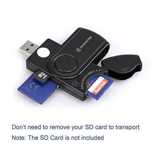 Zoweetek® 11 in 1 USB 3.0 Memory Card Reader / Schreiber mit einem Build-in-Karte-Cover und 2 Steckplätze (SD Karte Micro SD-Karte) für SDXC UHS-I SD, SDHC, SD, SDXC, Micro Micro SDHC, Micro SD, MMC-Speicherkarten - 2