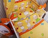 Baby Bettwäsche 5tlg Bettset mit Nestchen Kinderbettwäsche Himmel 100x135cm NEU Schaf Gelb/Orange Vollstoffhimmel - 2