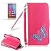 Price comparison product image Leather Case for Huawei Honor 9,Girlyard Beautiful Art Butterfly Painted Pattern Flip PU Leather Fold Wallet Pouch Case Premium Shockproof Anti-scratch Slim-fit Protective Case for Huawei Honor 9 -Rose Red