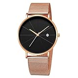 Herren Fashion Date Slim Analog Quarz Uhren Mit Edelstahl Mesh Band Männer Lässig Einfache Schwarz Milanese Minimalist Business Wasserdichte Armbanduhr,C