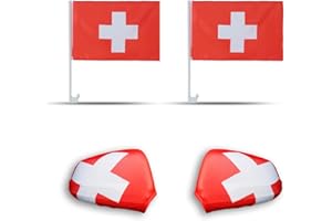 Sonia Originelli Fanset Fanartikel Fahnen für das Auto Spiegelfahnen Fensterfahnen WM EM, Farbe: Schweiz