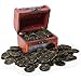Produktbild MCREE 100 PCS Pirat Vintage Kunststoff Fake braun gold Münzen & Pirat Vintage Treasure Box Chest für Kinder Hunt Play Partyzubehör