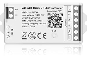 BTF-LIGHTING C05W RGBCCT PWM SMD FCOB (+ R G B C W) 6PIN Ruban LED 2.4GHz Tuya WiFi Group Controller Alexa Google Home Control Match with WR01RF RC03RFB RC04RFB RC05RFB RGBCCT Remote