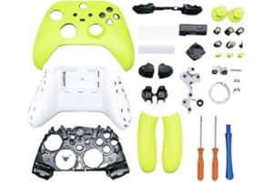 Hzxkqmil Full Housing Shell Kit Replacement for Xbox Series X/S Controller - Include Faceplates Case Middle Frame Side Rails ABXY Buttons LB RB Bumper Accessories (Yellow)