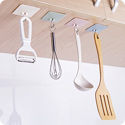 tankerstreet 4 Klebehaken Robuste für Kleidung über Tür (10 kg max.), Sticky Wandhaken für hängende Extra Stark, Badezimmer Küche Tür Kleiderbügel, Haken für Utensilien Geschirrtuch Selbstklebende, wiederverwendbar (Wasserdicht Mix Farben) - 8