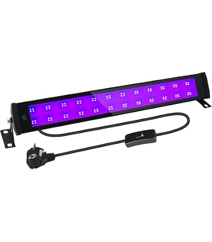 NATPOW Luce Nera UV 36W, 400-405nm Lampada LED Nera con Interruttore e 1,5 Metri di Cavo di Alimentazione, IP65 Impermeabile Faretto UV LED per Halloween, Discoteca, Mostra d'arte, Bar, Feste, 2 Pezzi