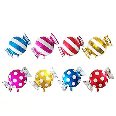 TOYMYTOY 8Pcs Ballons Bonbons Ballons Aluminium pour Fête Anniversaire Décoration (Dot and Stripe)