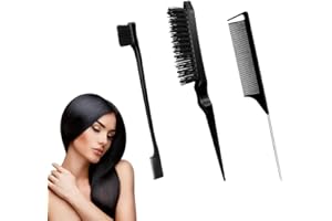 ADSPOW 3 Stück Sleek Bun BüRste Set,Doppelkanten Bürste Teasing Haarbürste Set,Rattenschwanz Kamm,für Friseurin Frauen Baby Kinder
