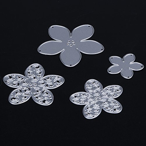 Amazingdeal365 4 PCS Blumen Metall Form Schablonen Schneiden DIY Dekor Sammelalbum Karten Buchzeichen Lesezeichen als Geschenk für Freunde Geburtstag Kinder,Kindergarten Hobby Schule Handarbeit Unterricht usw. Ein tolles Geschenk! - 3