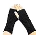 Produktbild 1 Paar Strick fingerlos Winter Kurz, Elastic Stretch Winter Herbst warme Handschuhe für Damen Frauen Mädchen, schwarz