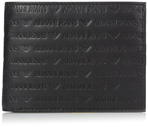 Preisvergleich Produktbild Armani Jeans Herren Geldbrse Portemonnaie Echtleder Geldbeutel Trifold Schwarz