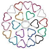 【¿Qué obtendrás】 20 PCS 10 colores Clip de mosquetón de aluminio del corazón, 2 cables de acero inoxidable llavero cable. El tamaño del mosquetón es de 4 cm / 1,57 "; diseño compacto y funcional, se puede usar con una mano. Cada color tiene una cantidad aleatoria.