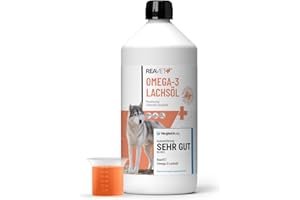TESTURTEIL SEHR GUT 2025 ReaVET Lachsöl Hunde 1 Liter – Reich an Omega 3 & 6, Fischöl Hund hochdosiert, echte Lebensmittelqualität ohne Zusätze, frisch abgefüllt in Deutschland