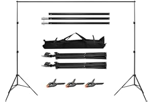 Supernic Photography Backdrop Stand Kit 6.5 x 6.5ft (2x2m)– Adjustable Photo Studio Background Support Frame with 3 Clamps for Professional Backdrops.