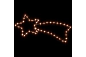 Acan Tradineur - Cometa LED con 48 luces blanco cálido, 3W, estrella fugaz, iluminación de Navidad, silueta de ventana, plástico y metal, uso interior y exterior - 70 cm