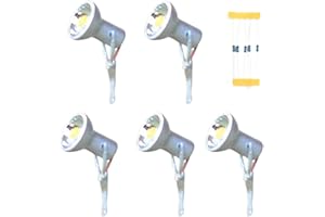 HEIBTENY Lot de 5 projecteurs LED à l'échelle HO - Modèle de projecteur, lampadaire de rue, lampes et accessoires d'éclairage pour scènes miniatures (Silvery)