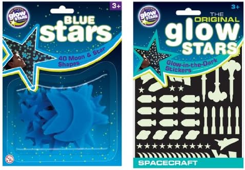 The Original Glowstars Company Cosmic Glow Stars and Glow Spacecraft (Blue)