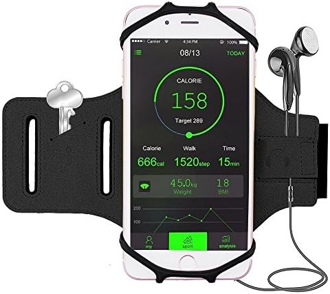 iBeek iPhone 8/7/6S/6 Plus Sports Armband, Open-Face Touch Screen Control Rotatable for Running Hiking. Compatible with Galaxy S8/S8 Plus/S7/S7 Edge (Black)