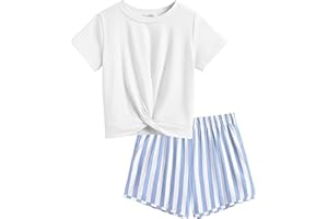Arshiner Ragazze Set di Abbigliamento Casual Maglietta con pantaloncini Moda Sportiva Estiva Completi e Coordinati per Bambine e Ragazze