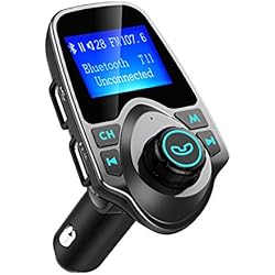 Manos Libres Bluetooth Transmisor FM Coche de VicTsing, Reproductor MP3 Coche, Adaptador de Radio, 1.44 Pulgadas Cargador de Coche de USB-Gris