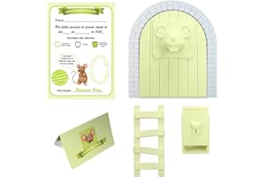 MFS MYFUTURSHOP Myfuturshop® Souris Perez Porte Magique, Boîte à Dents, Escalier, 4 Certificats de Dent Propre Cadeau Original pour Garçon et Fille Vanille