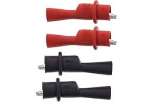 DOLASO 4 Pcs Multimeter Crocodile Clips Multimeter Push on Alligator Clips Set Insulated Crocodilian Clip Replacement for Electrical Testing Banana Insulated Safety Test Clip for Clamp Meters Test