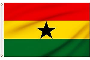 WOILTRYN Ghana Flags 5ft x 3ft, Large Ghana National Flag with Brass Eyelets for Independence Day School Culture Party Festival Indoor Outdoor Decorations